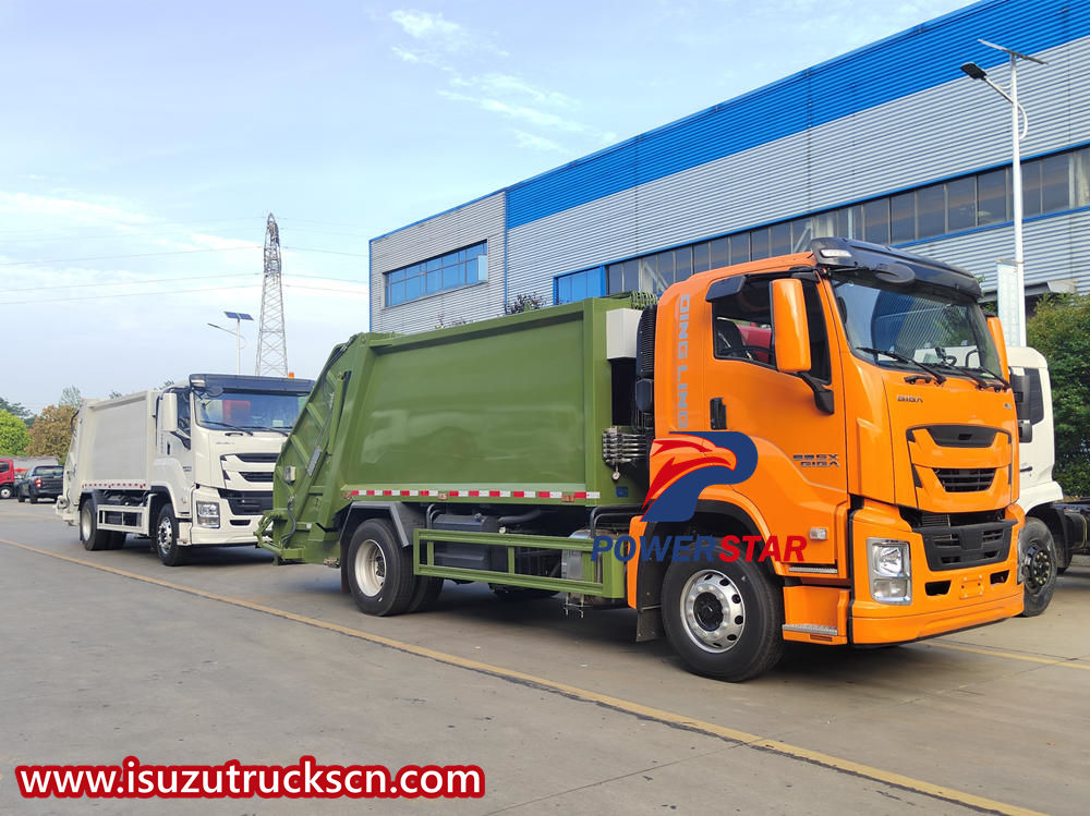 Isuzu rear loader compactor truck