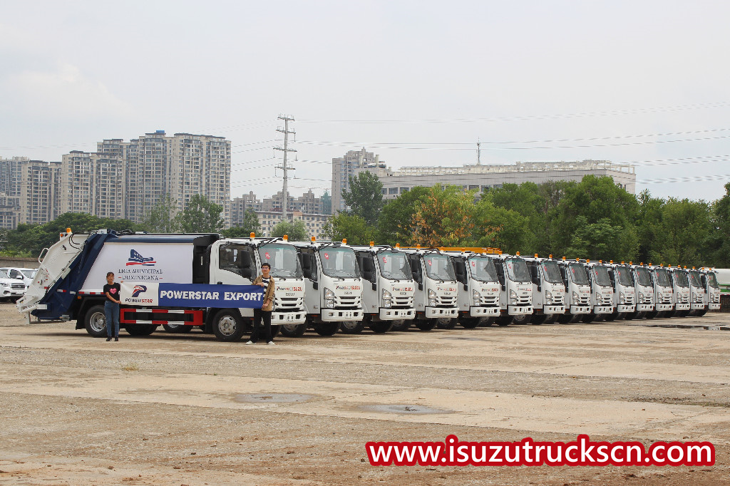 Isuzu garbage compactor trucks 40 units export to Africa Ethiopia