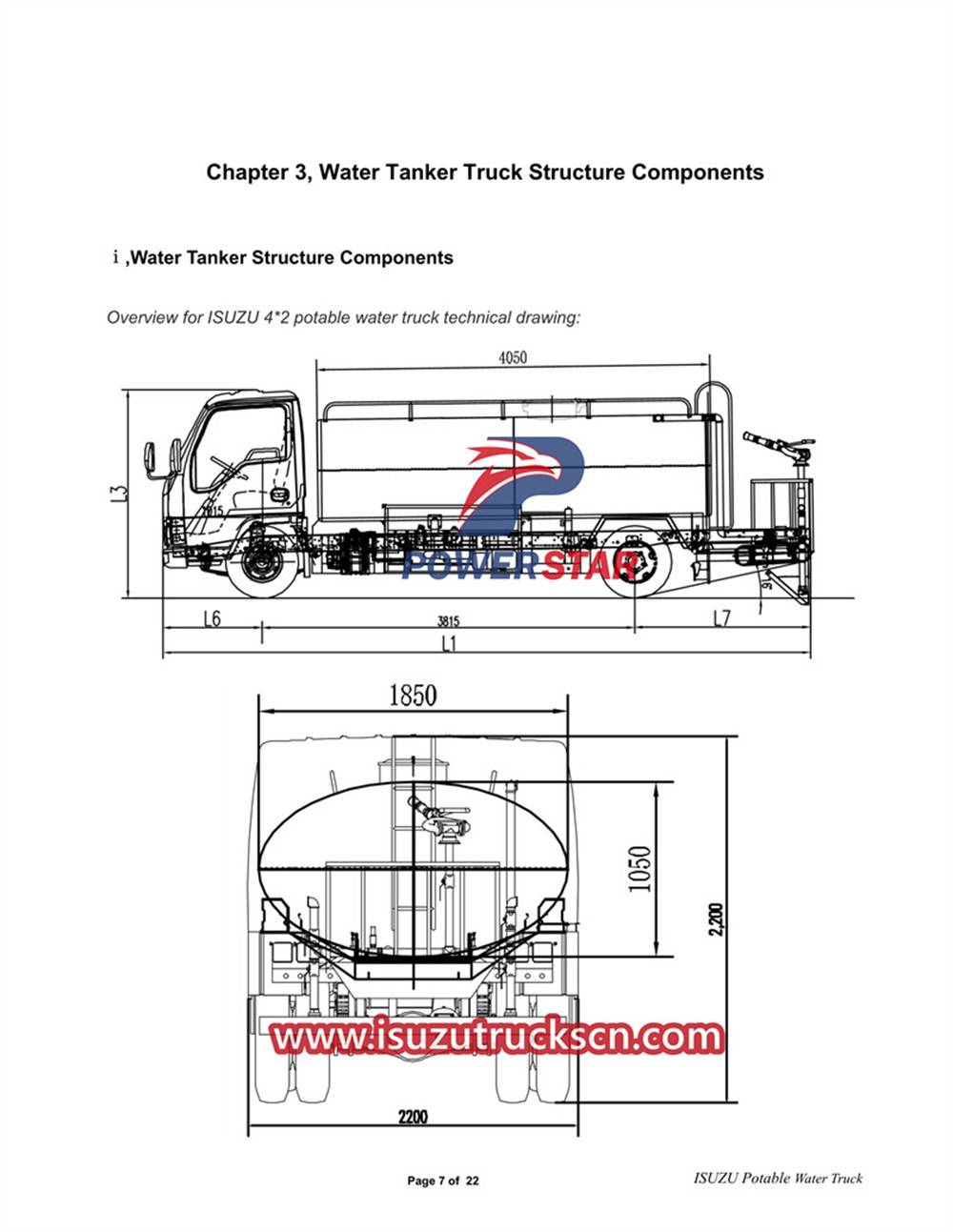 ISUZU 600P Water Tanker Truck Manual