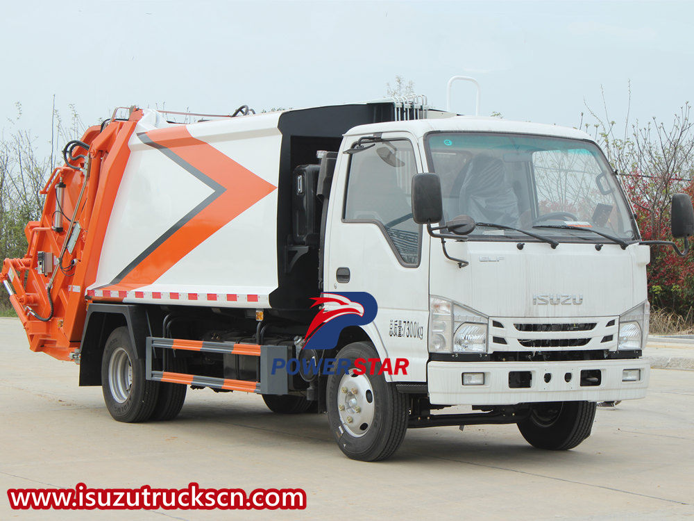 Isuzu rear loader compactor truck