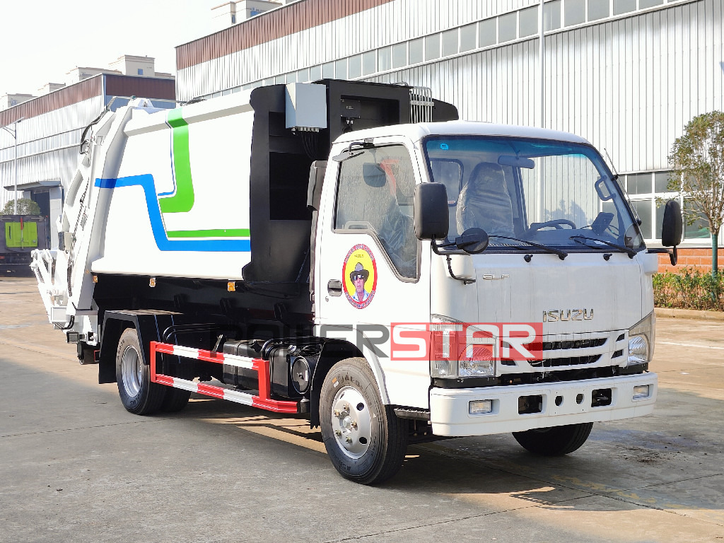 Isuzu hook loader garbage compactor truck