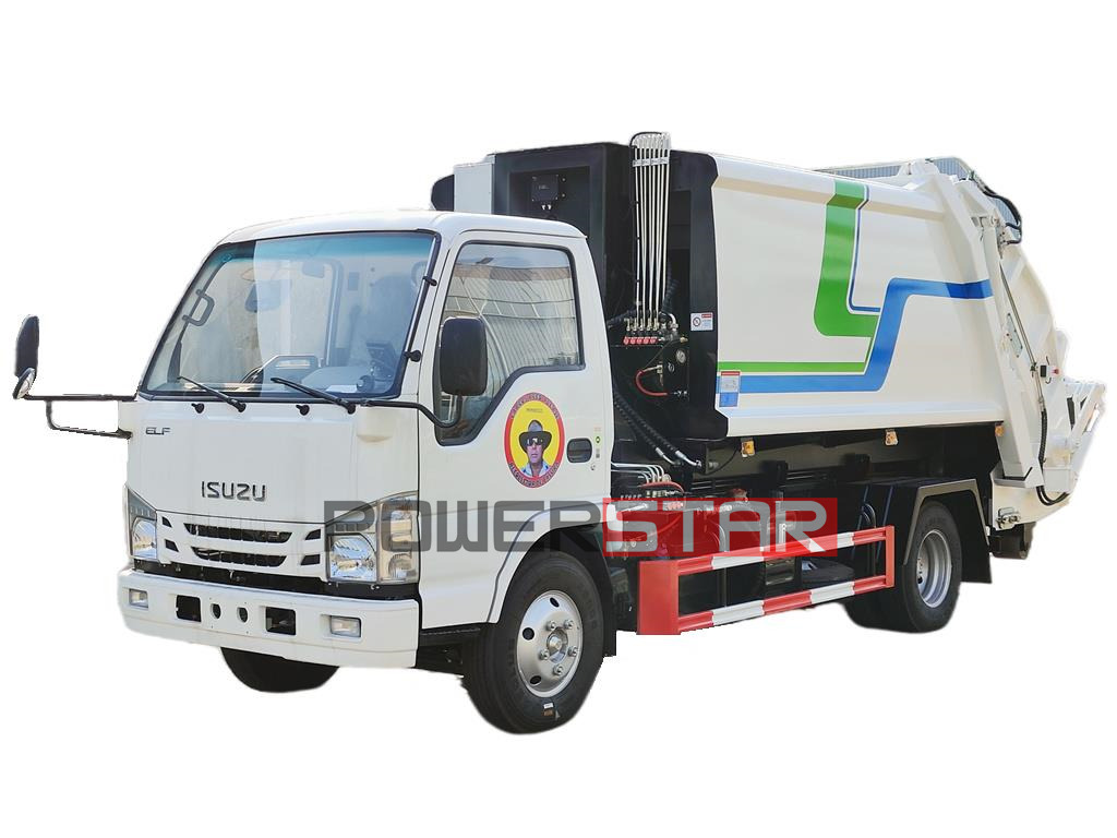 Isuzu mini ELF hook loader garbage compactor truck