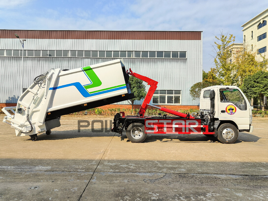 Isuzu hook loader truck with compactor body