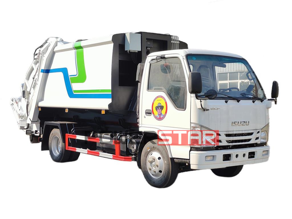 Isuzu hook loader garbage compactor truck