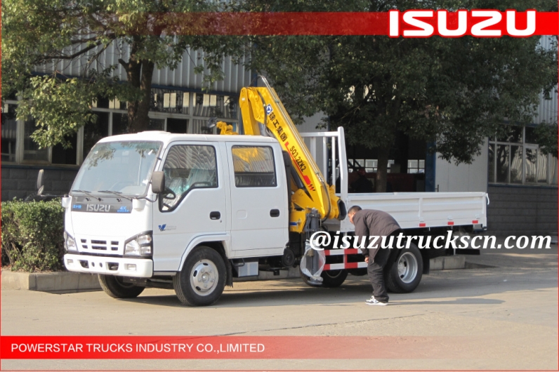 factory 3.2ton Isuzu Truck with Telescopic Boom Truck Crane